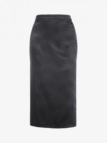 Floral Print Side Slit Oriental Midi Skirt