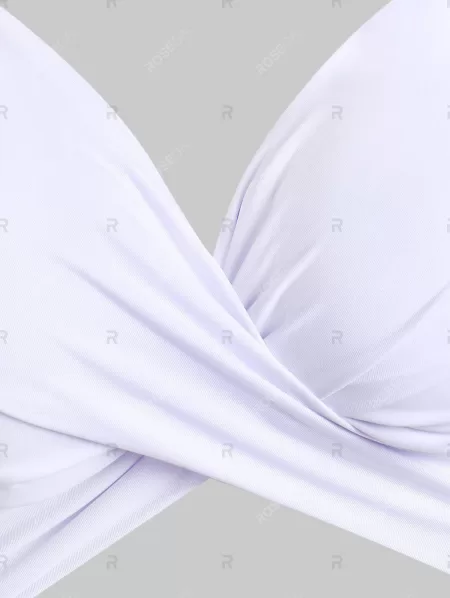 Flower Bird Pineapple Halter Criss Cross Tummy Control Bikini Swimwear