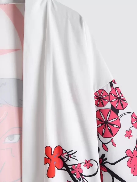 Flower Cow Scenic Print Kimono Cardigan