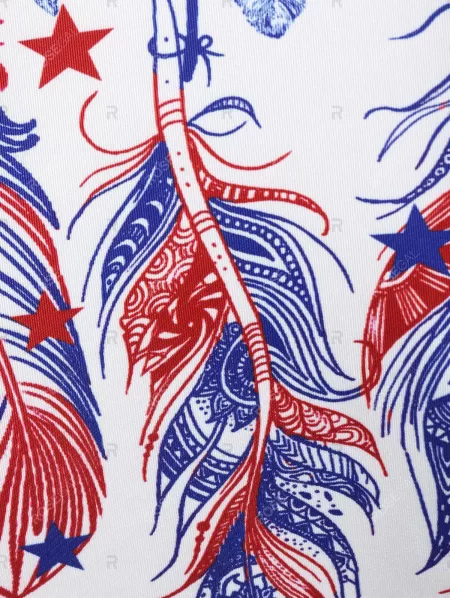 Flower Feather Print O-ring Detail Tank Top