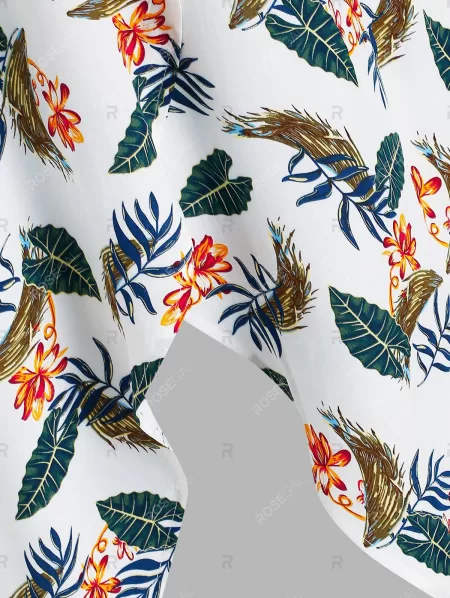 Flower Leaves Print Wrap Maxi Dress