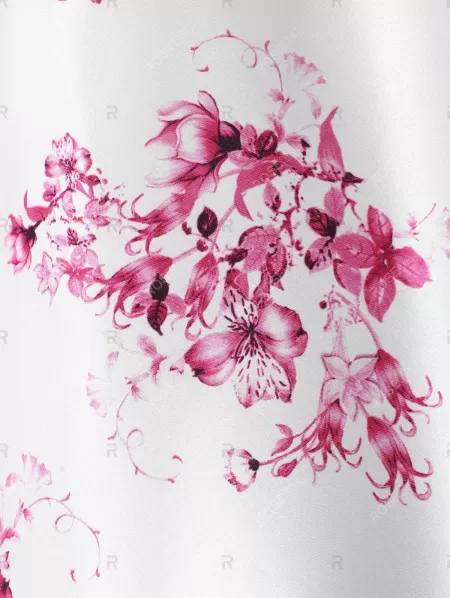 Flower Print Ruched Bowknot Dress