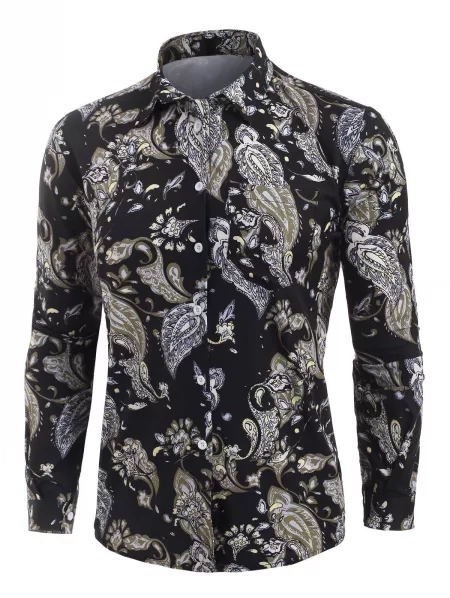 Flower Vintage Print Long Sleeve Shirt
