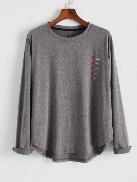 Forbid Graphic Print High Low Heathered T-shirt