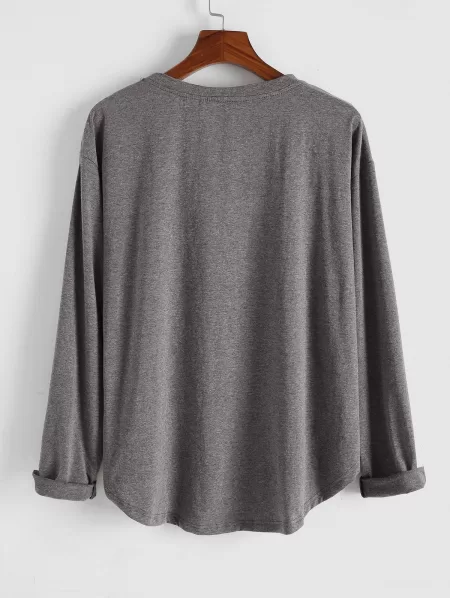 Forbid Graphic Print High Low Heathered T-shirt