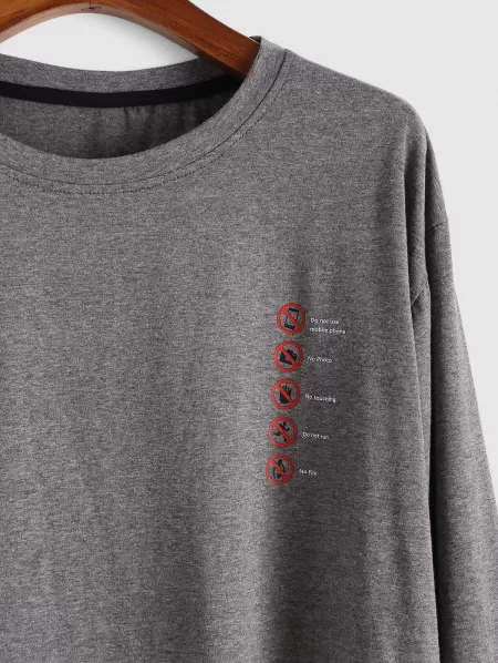 Forbid Graphic Print High Low Heathered T-shirt