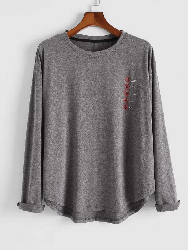 Forbid Graphic Print High Low Heathered T-shirt