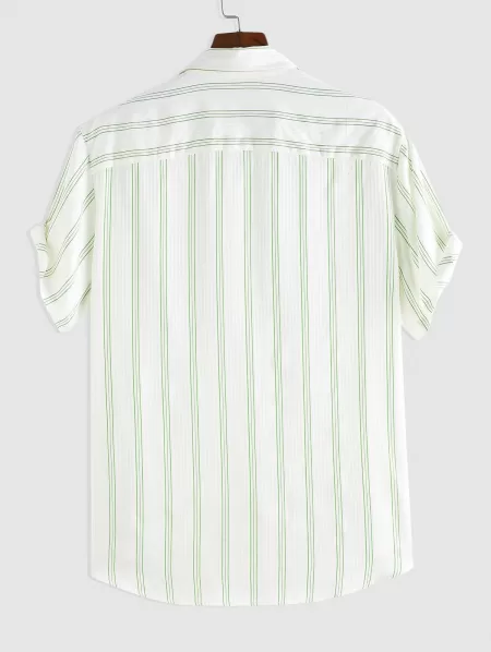 Front Pocket Design Striped Casual Shirt
