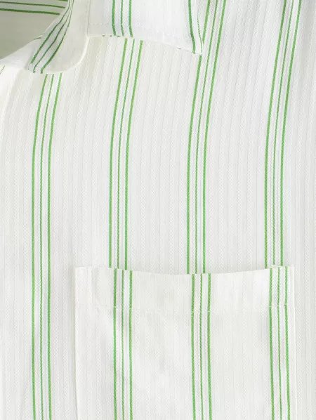 Front Pocket Design Striped Casual Shirt