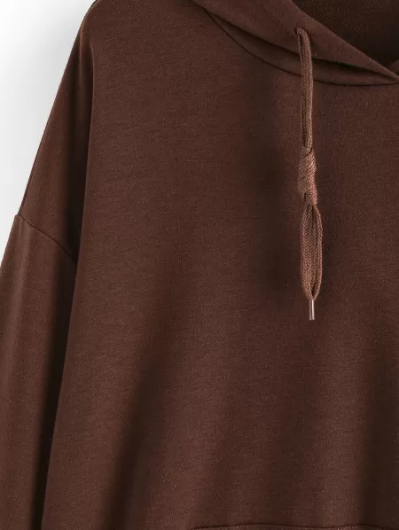 Front Pocket Loose Letter Patched Hoodie