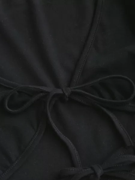 Front Tie Plunge Crop T Shirt