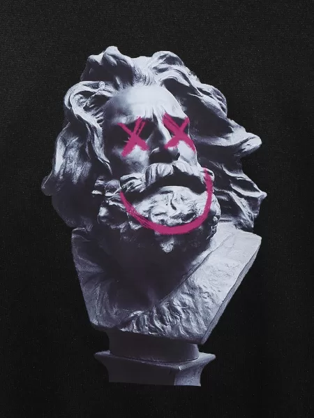 Funny Statue Print Fleece Vintage Sweatshirt