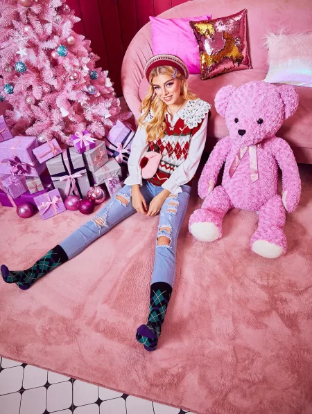 Geometric V Neck Sweater Vest