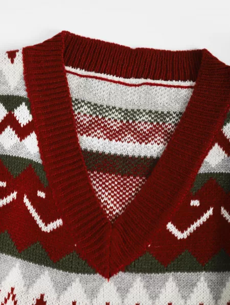 Geometric V Neck Sweater Vest