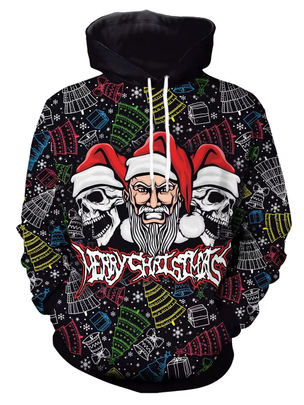 Gothic Skull Santa Christmas Pattern Hoodie