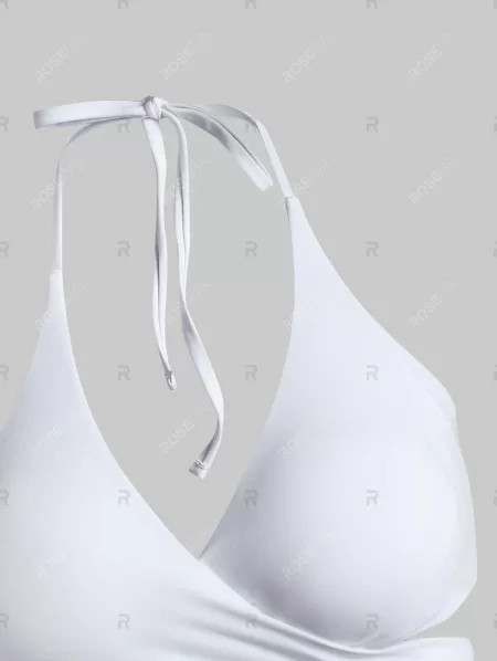 Halter Lip Print Wrap Bikini Swimwear