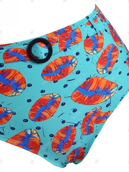 Halter Lip Print Wrap Bikini Swimwear