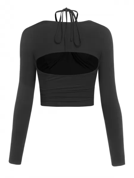 Halter Solid Criss Cross Cut Out Back Tee