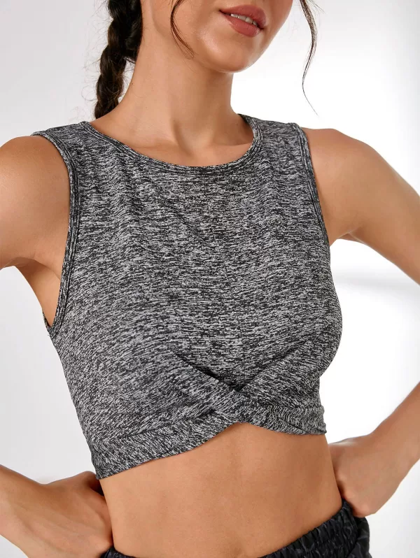 Knot Front Sleeveless Breathable Sport Tank Top