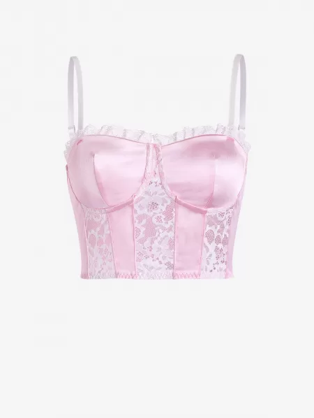 Lace Insert Crop Corset Camisole