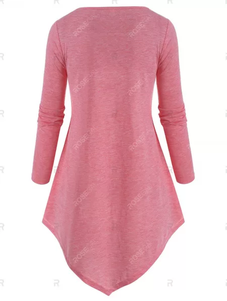 Lace Panel Bowknot Colorblock Tunic T Shirt