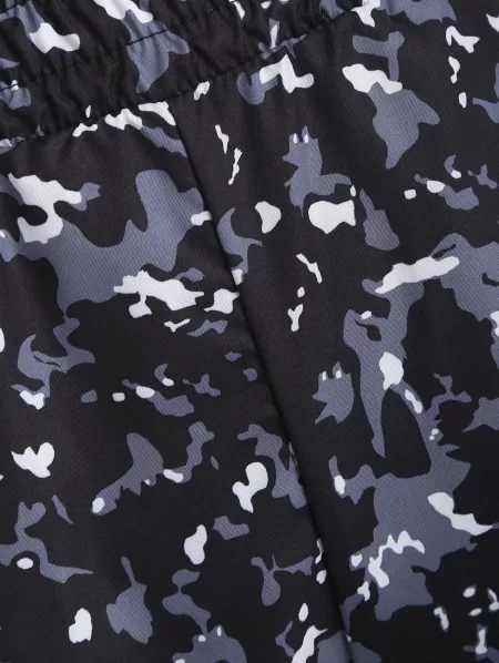 Layered Abstract Print Track Shorts