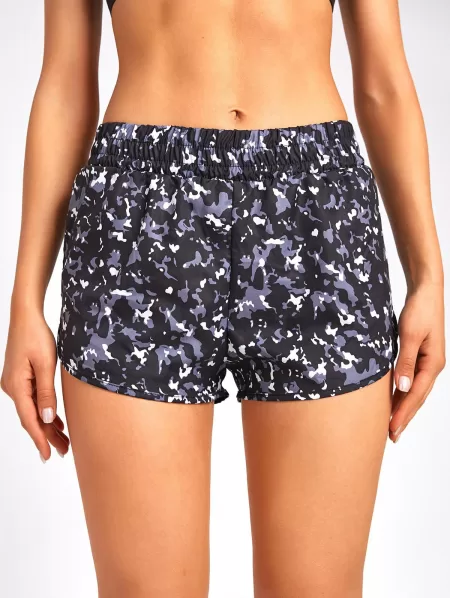 Layered Abstract Print Track Shorts