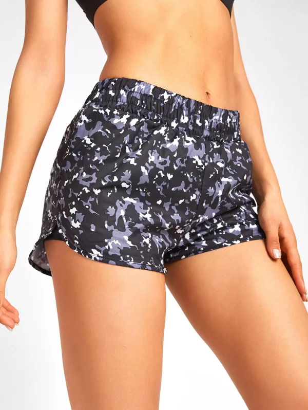 Layered Abstract Print Track Shorts