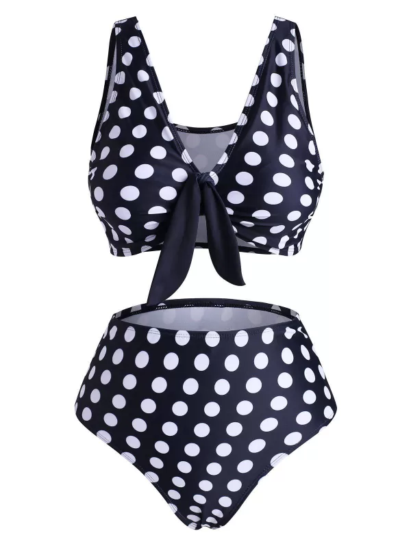 Leaf Pineapple Polka Dot Knot Tropical Bikini Swimwear