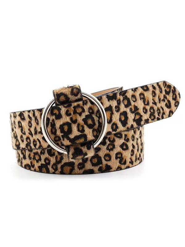 Leopard Print Fuzzy Buckle Belt