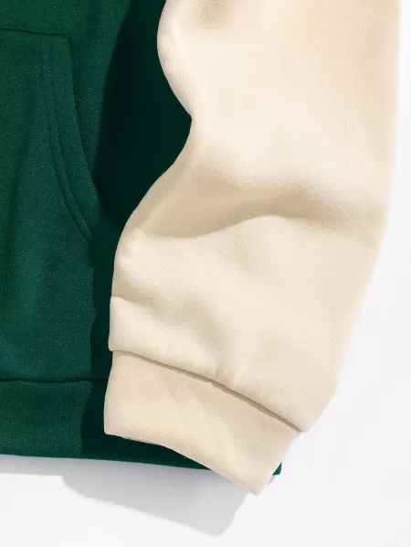 Letter Printed Colorblock Hoodie