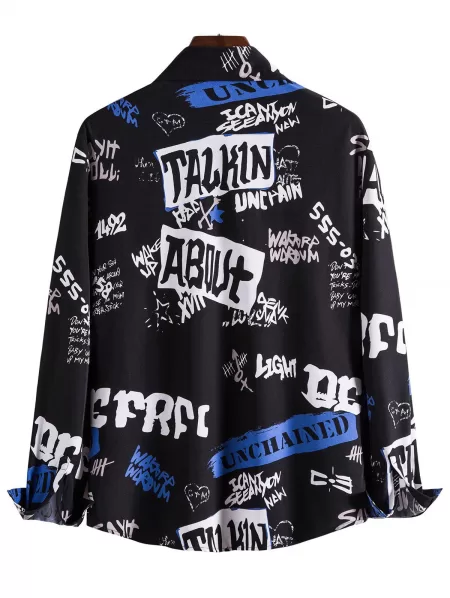 Letters Graphic Print Long Sleeve Shirt