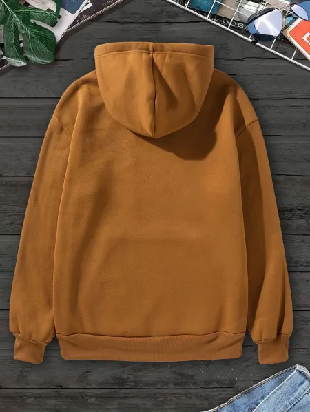 Letters Slogan Print Fleece Hoodie