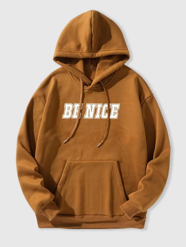 Letters Slogan Print Fleece Hoodie