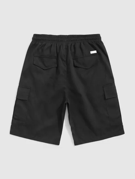 Multi Pockets Design Solid Color Cargo Shorts
