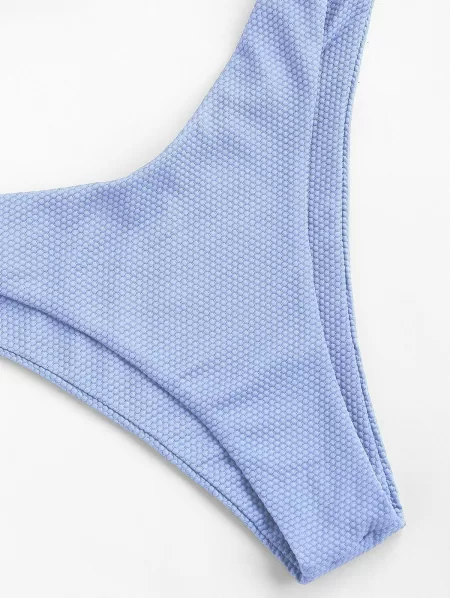 Off Shoulder Floral Frilled Dress And Textured Knotted Cheeky Bikini Set