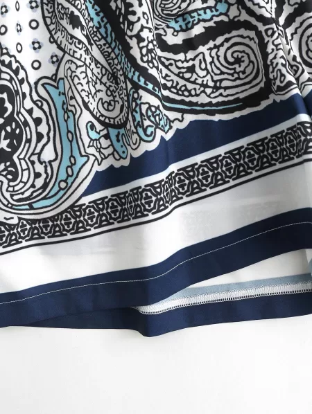 Paisley Belted High Rise Paperbag Shorts