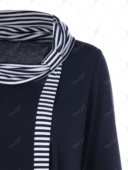 Pinstriped Patchwork Pockets Design Tee