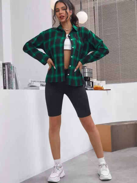 Plaid Drop Shoulder Pocket Shirt