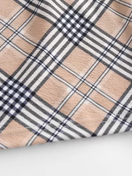 Plaid Elastic Waist Mini Skirt