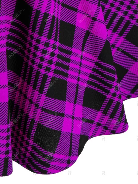 Plaid Print Lace-up Cat Ear Sleeveless Dress