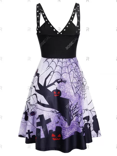 Plunge Rings Fit And Flare Halloween Dress