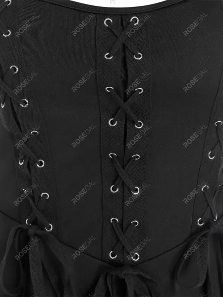 Pure Color Lace Up Cami Mini Dress