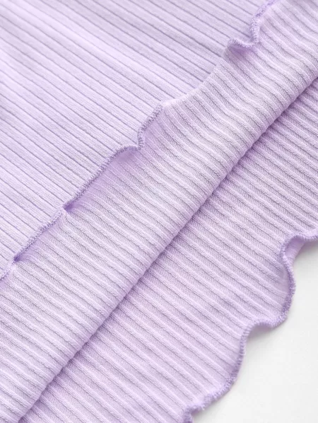 Ribbed Lettuce-trim Ruched Detail Camisole