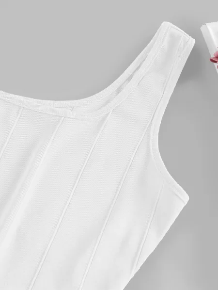 Ribbed One Shoulder Crop Tank Top