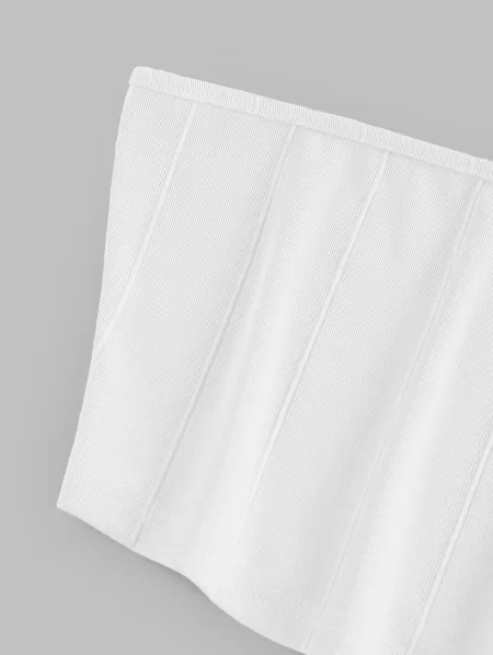 Ribbed One Shoulder Crop Tank Top