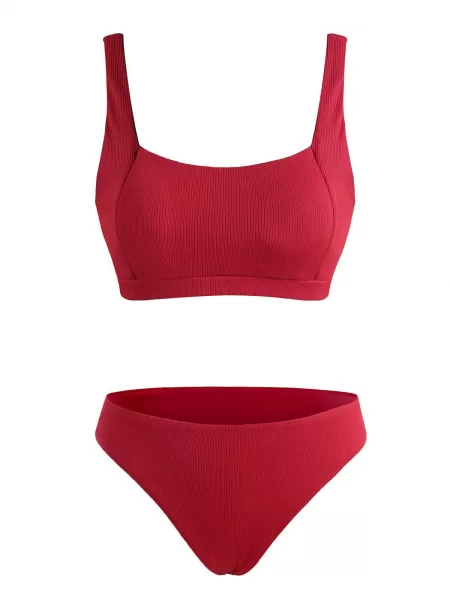 Ribbed Plain Tank Bikini Swimwear