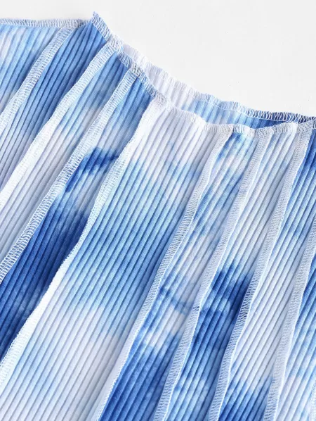 Ribbed Tie Dye Topstitching Tank Top