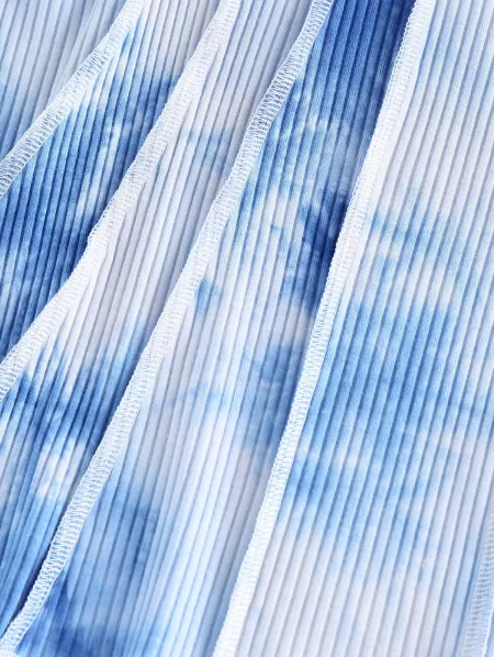 Ribbed Tie Dye Topstitching Tank Top