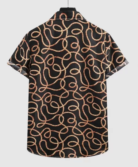 Rope Print Button Up Short Sleeve Shirt